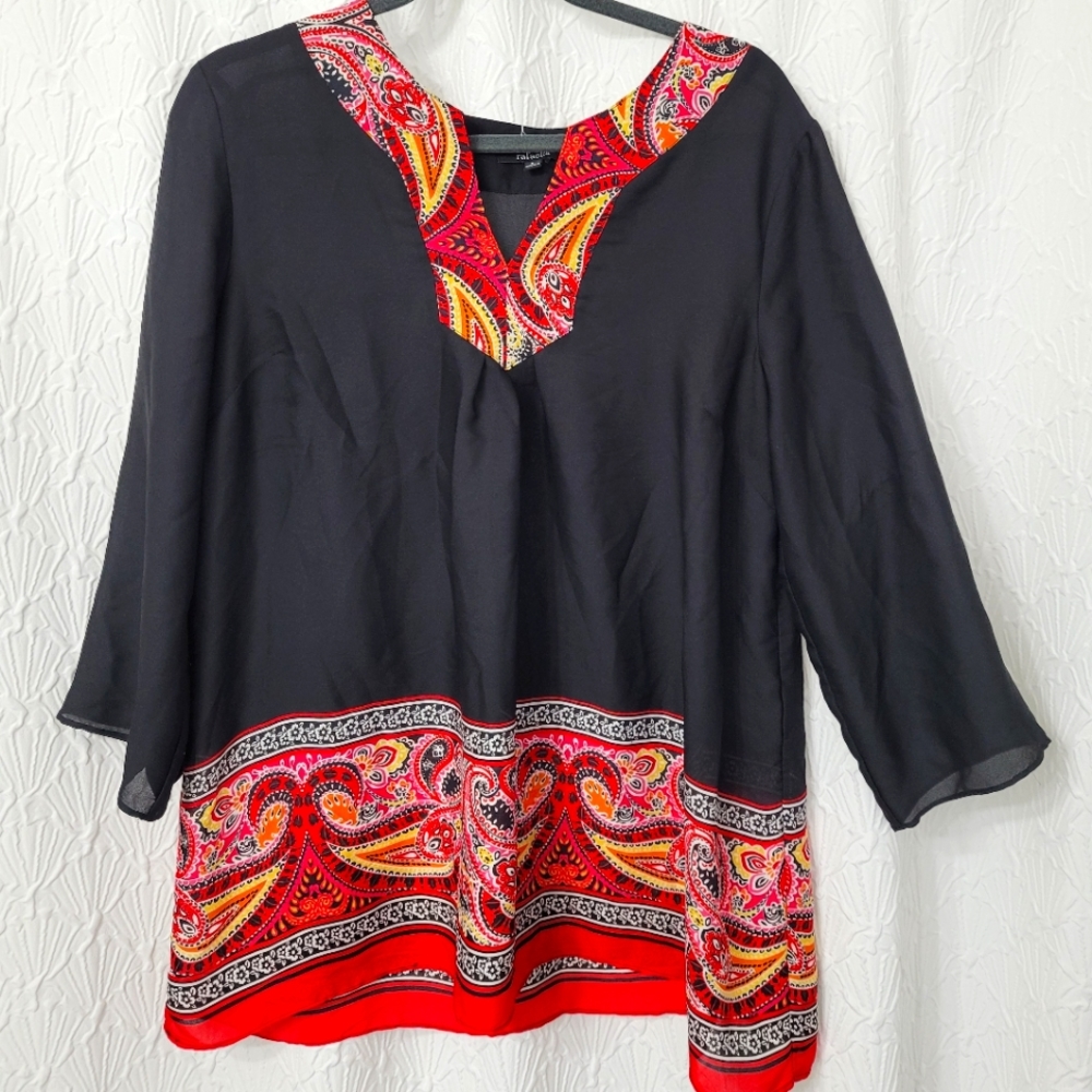 Sheer boho long-sleeved top